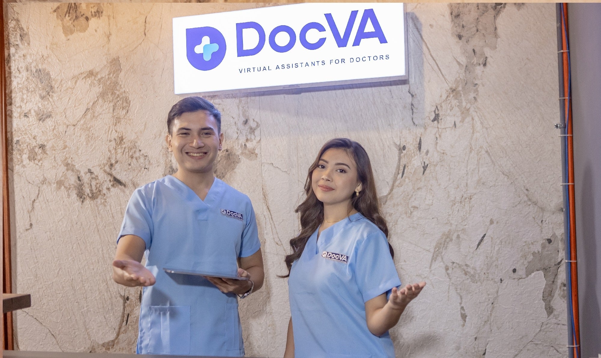 DocVA team members welcoming a client