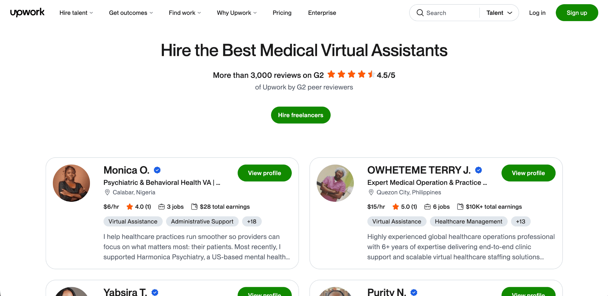 Upwork virtual assistant for OB-GYN